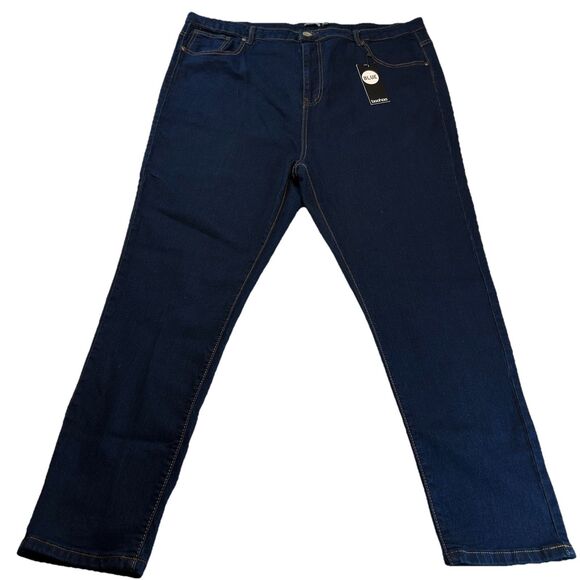 boohoo Blue Womens Jeans Plus High Waist Skinny Jeans Boo Hoo Dark Blue Sz 20 - Picture 1 of 10